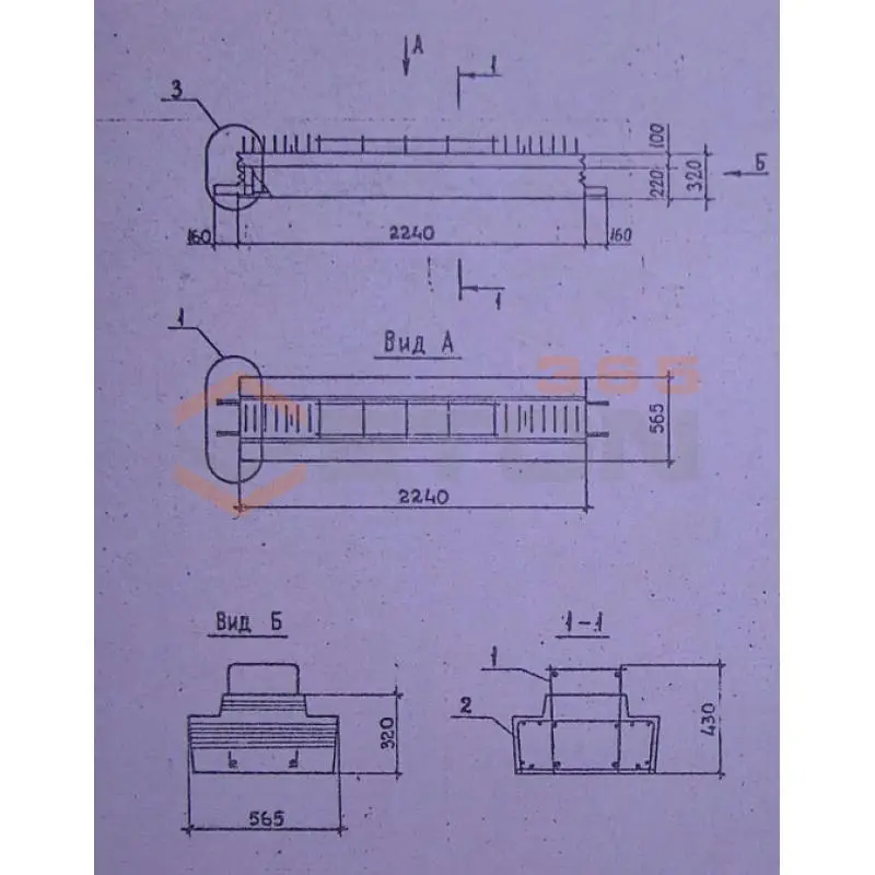 Ригели для опирания многопустотных плит перекрытий Серия 1.020.1-2с/89 2Р 4-23-4 с