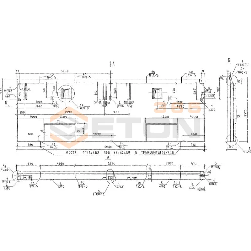 Панели наружных стен цокольные трехслойные Альбом 3РС 17-15 3НЦ 1-8 т (Альбом 3РС 17-15)