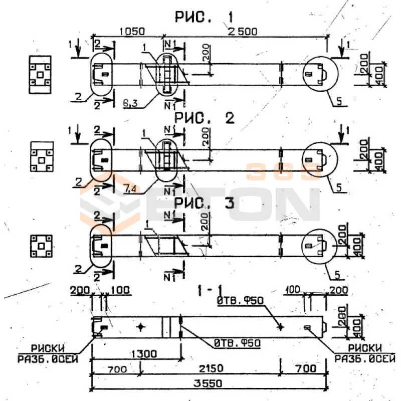 Колонны для зданий с высотой этажа 2,8 и 3,3 м серия 1.020-1/87 ( 1.020.1-7, 1.020-1/83, ИИ 04-1, 1.020.1-3пв ) 1КН 4-28-1 пв