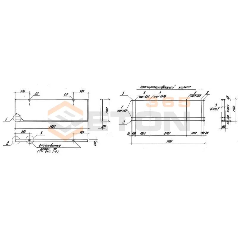 Панели стеновые толщиной 200 мм Серия 1.030.1-1/88 ПС 60-18-2,0-4 я