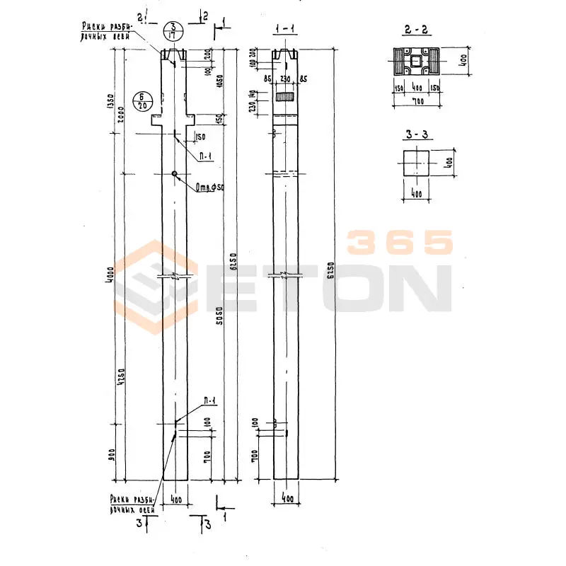 Колонны сечением 400х400 Серия ИИ 04-2 КНР 448-60
