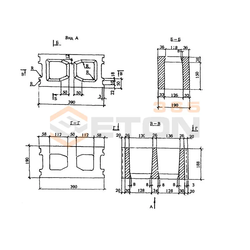 Камни для кладки стен ГОСТ 6133-99 КСР-ПР-ПС 39