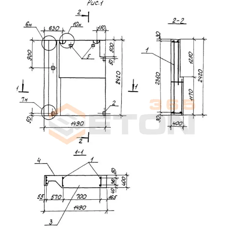 Панели парапетные Серия 1.100.1-7 1НЧ 15-24-40-50 л