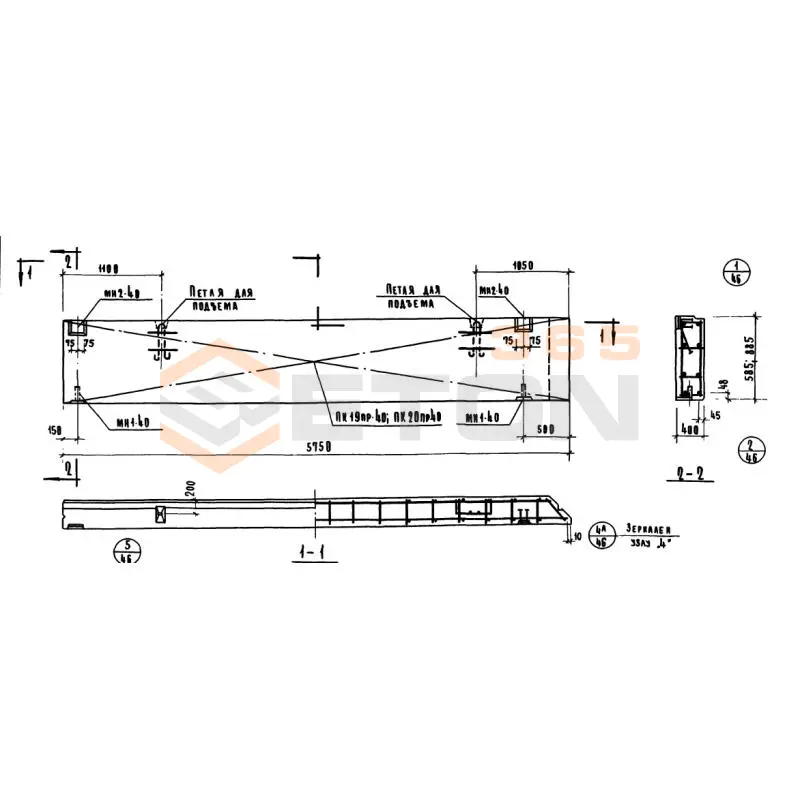 Панели стеновые керамзитобетонные толщиной 40 см Серия ИИ 04-5 Н 58-6 пр