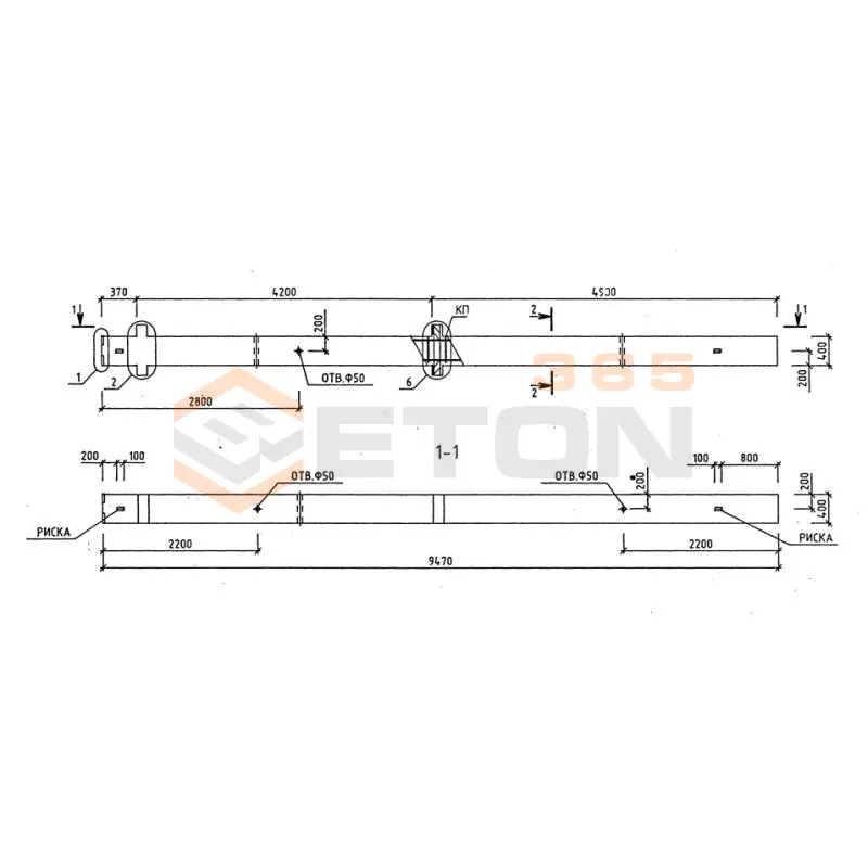 Колонны железобетонные для многоэтажных зданий поперечного сечения 400*400 Серия 1.020-1/87 ( 1.020.1-7, 1.020-1/83, ИИ 04-1, 1.020.1-3пв ) 2КБ 42-1