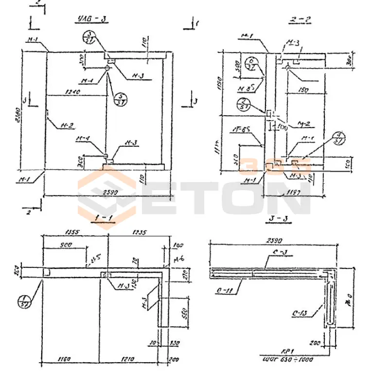 Уголковые элементы встроенных лестничных клеток Шифр 789-04 УЛВ 3