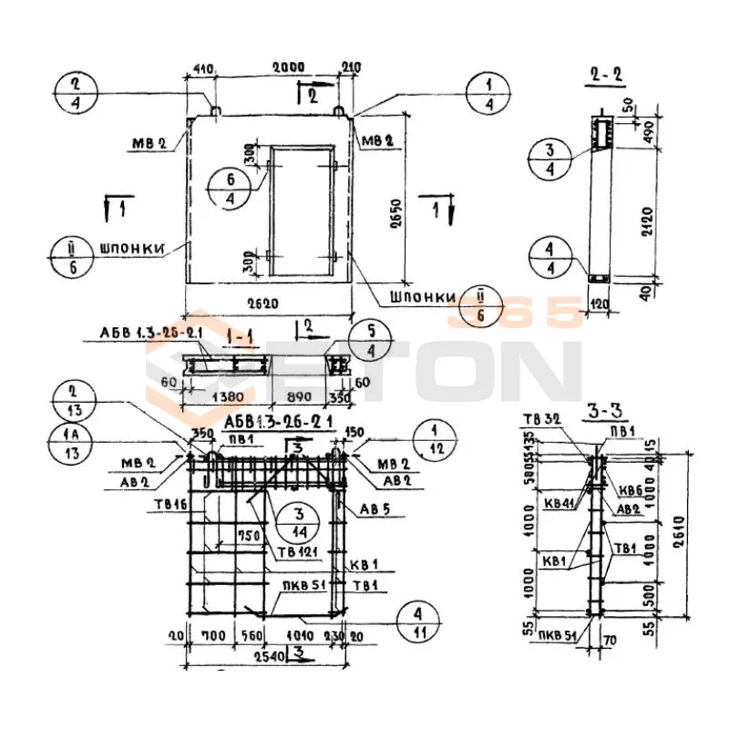 Панели внутренних продольных стен Серия 1.131-1 В 1,3-26-27-12-2,4