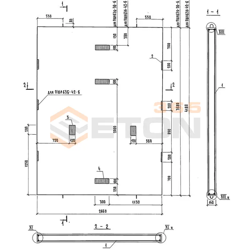 Панели шахт лифтов Серия 1.289.1-2 ПШЛ 63б-42-6