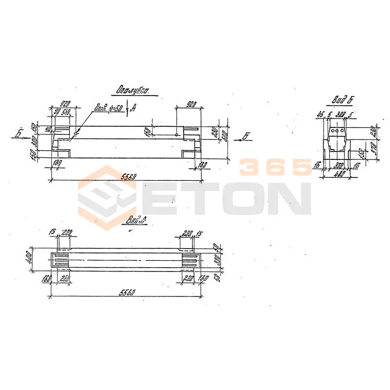 Ригели высотой 600 мм для опирания многопустотных плит перекрытия Серия 1.020.1-4 1РЛП 6-56