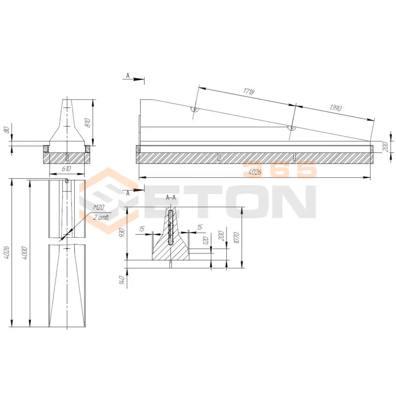 Блоки концевые парапетного двухстороннего ограждения ТУ 5899-002-61548960-2010 12МД-ТУ 5899-002-61548960-2010/400-0,93(0,81) к/н