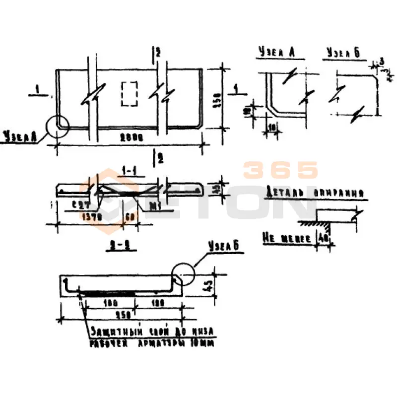 Плиты подоконные Серия 1.136-1 ЛО 28-25 (1.136-1)