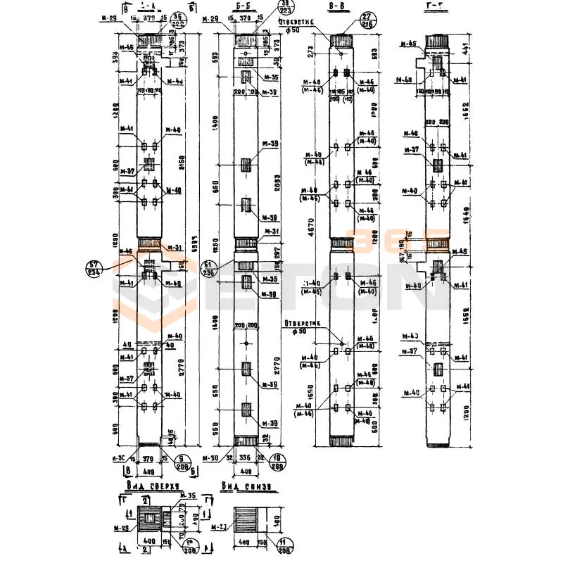 Колонны сечением 400х400 Серия ИИ 04-2 КЛ 60-66-4 а