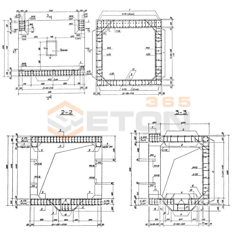 Участки монолитные Серия 03.005-6 Участок 7а-II