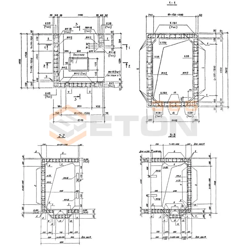 Участки монолитные Серия 03.005-6 Участок 3-IV