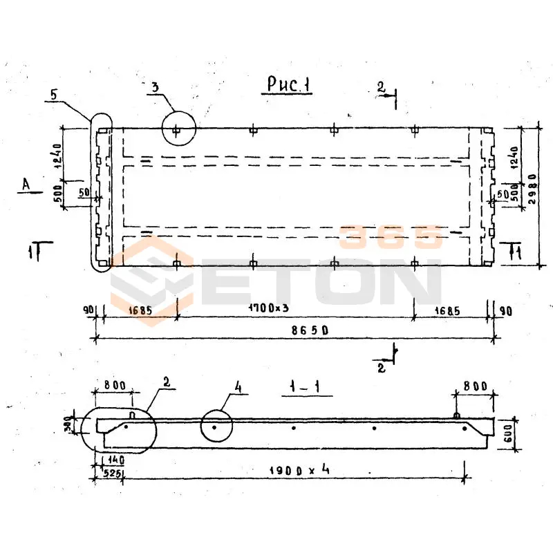Плиты перекрытий Серия 1.042.1-2 ПТ 86-30-12 АтVт