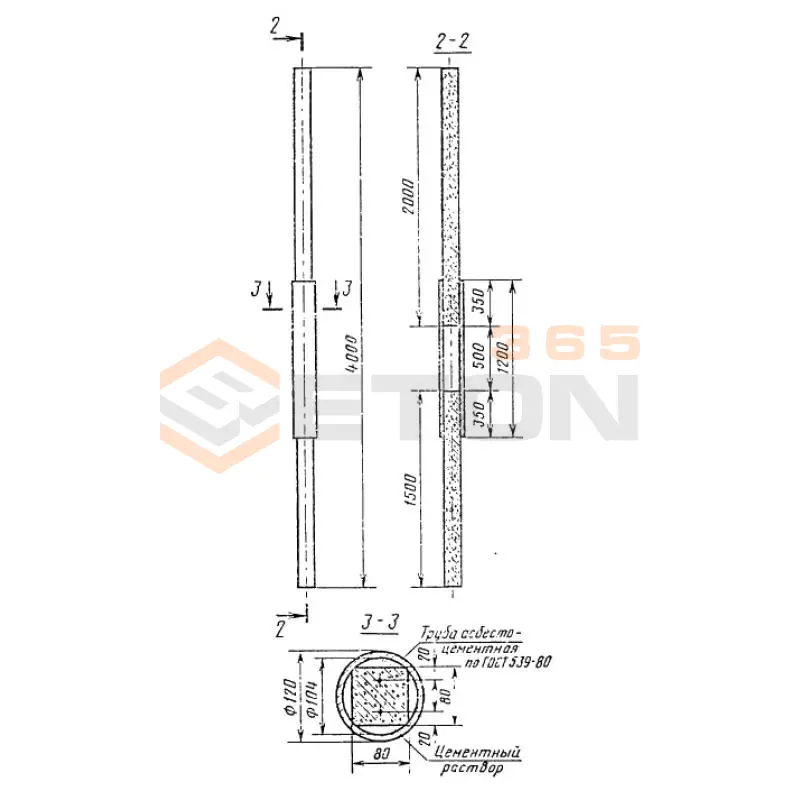 Опоры железобетонные дорожных знаков ГОСТ 25459-82 3ОЖ 40-14-1