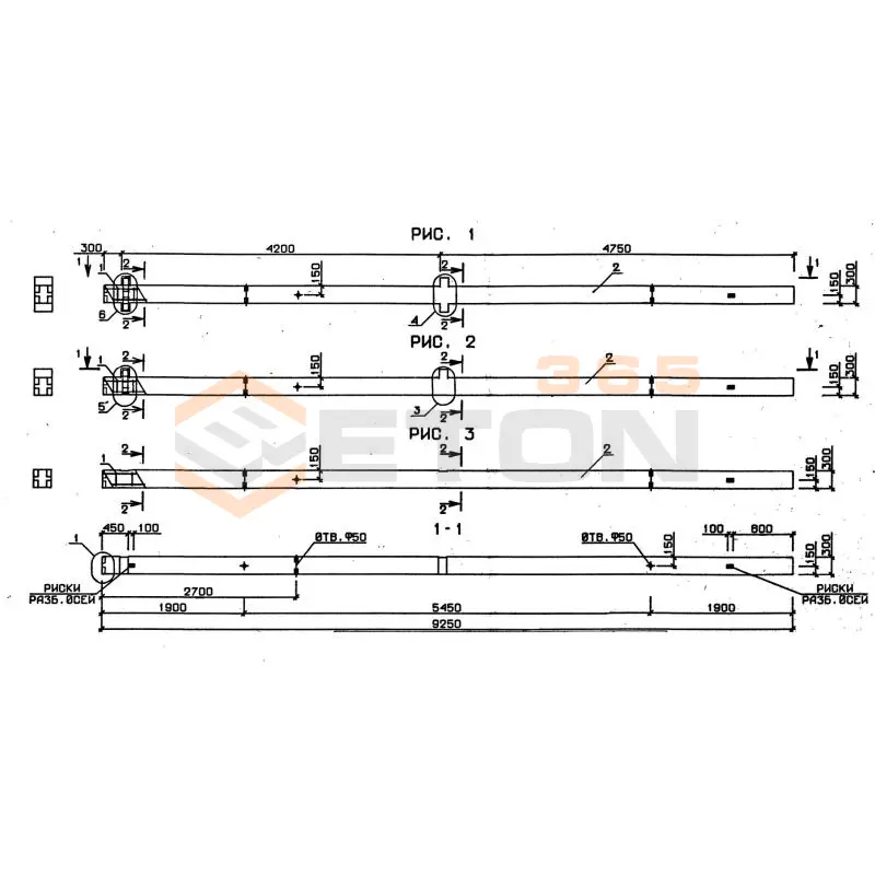 Колонны для зданий с высотой этажа 4,2 м серия 1.020-1/87 ( 1.020.1-7, 1.020-1/83, ИИ 04-1, 1.020.1-3пв ) 2КО 3-42-2,2