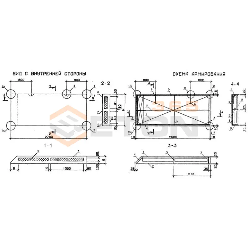 Панели стеновые трехслойные Серия 1.232.1-7 1ПСТ 27-21-2,5-2 л-1