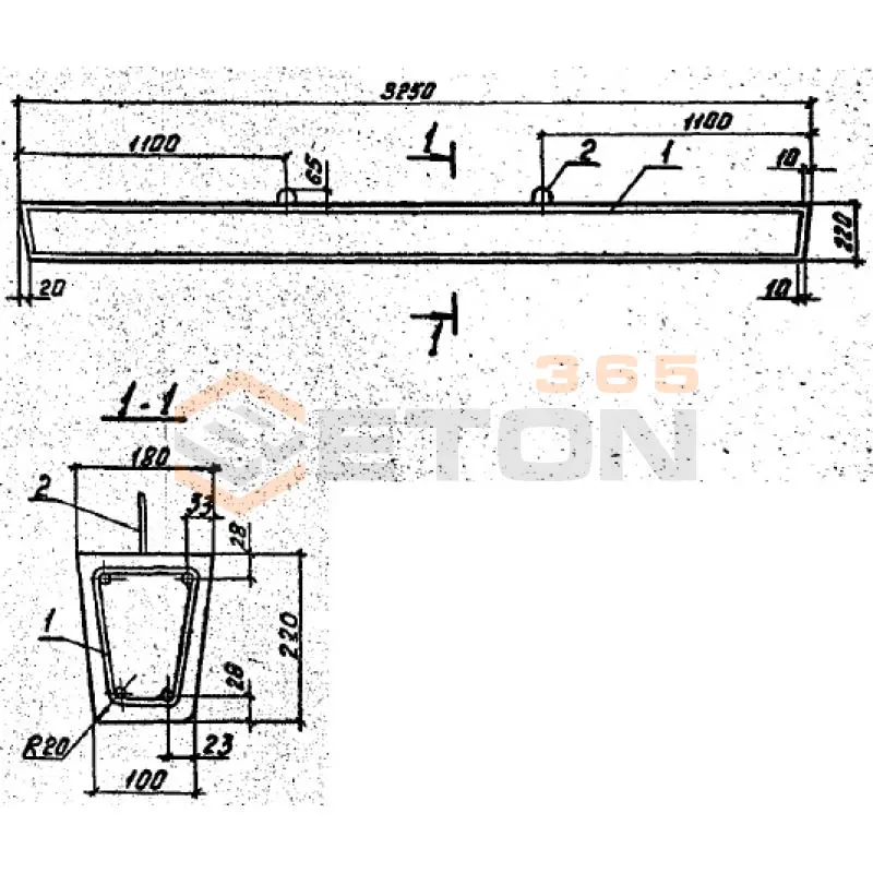 Приставки железобетонные (пасынки) серия 3.407-57/87 ( 3.407-57/72 ) ПТ 33-1,7