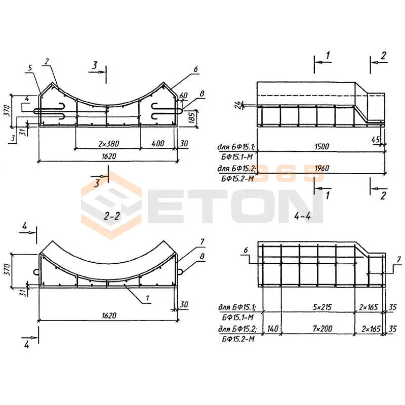 Блоки фундамента Серия 3.503.1-112.97 БФ 15-1 м