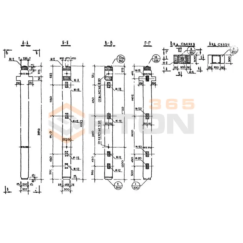 Колонны сечением 300х300 Серия ИИ 04-2 К2Л 28-42-3