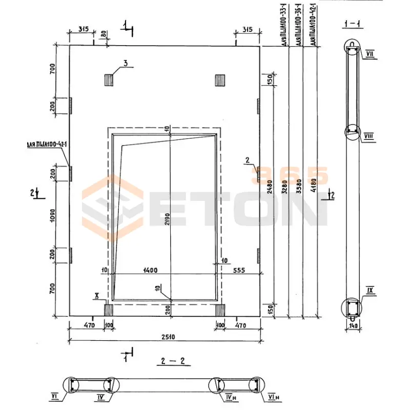 Панели шахт лифтов Серия 1.289.1-2 ПШЛ 100-42-1