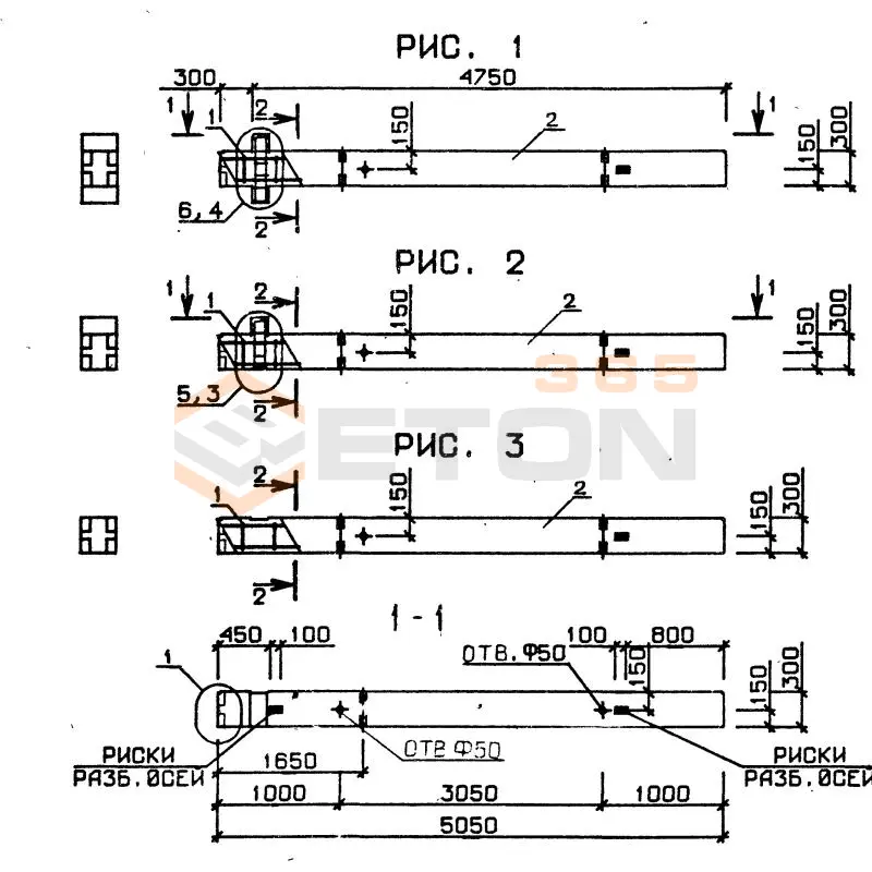 Колонны сечением 300х300 Серия 1.020.1-7 1КД 3-42-10