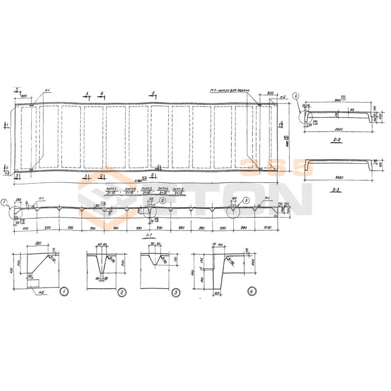 Плиты ребристые Серия ПК 01-100/62 ПНТП 3-3-12 (ПК 01-100/62)