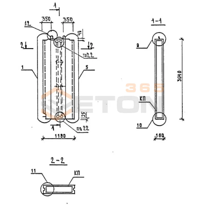 Панели внутренних стен Серия 1.090.1-1/88 1ПВ 12-30 э