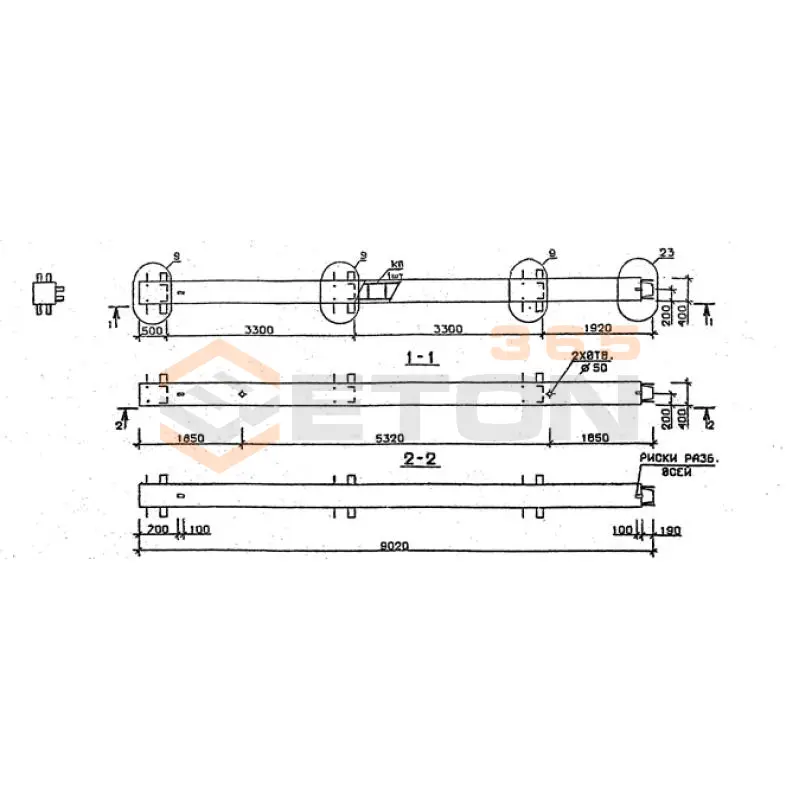 Колонны сечением 400х400 мм для зданий с высотами этажей 3,3 м Серия 1.020.1-2с/89 3КВ 33-90-11