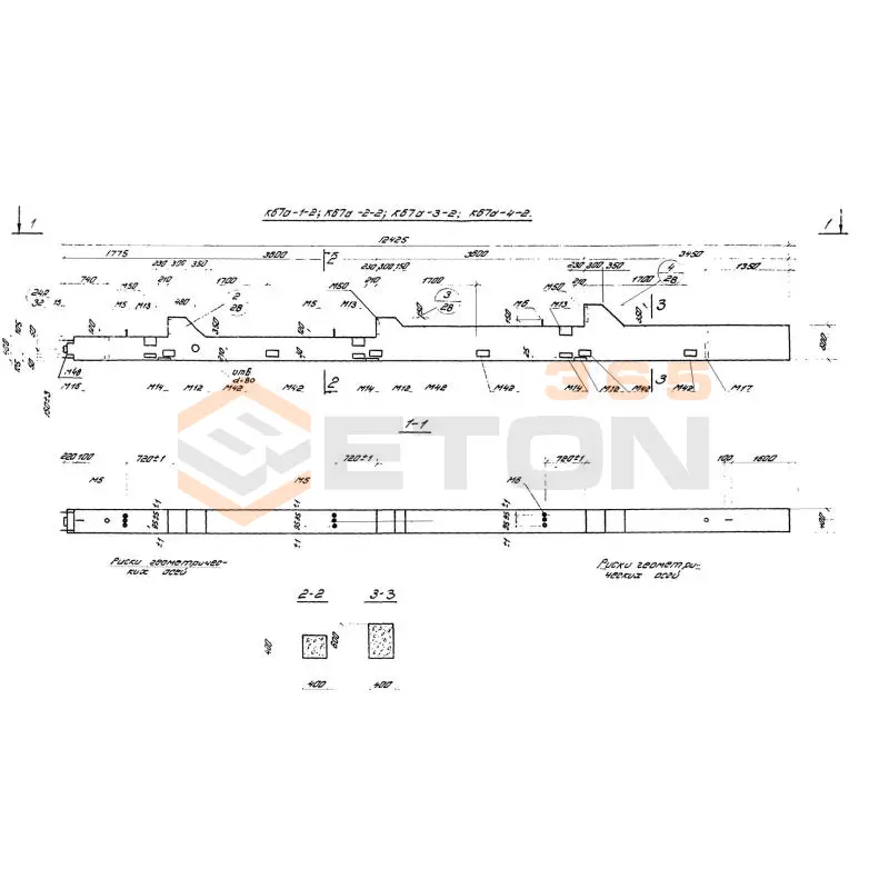 Колонны железобетонные для многоэтажных производственных зданий на высоту этажа 3,6 м Серия 1.420-12 вып. 1 К 67а-1-2