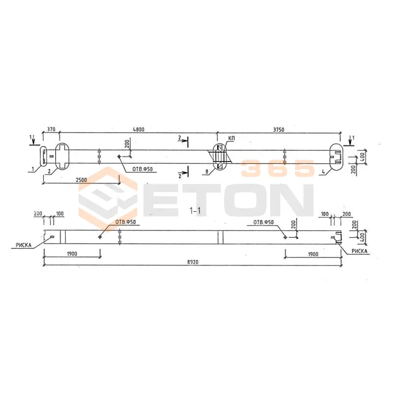 Колонны для зданий с высотой этажей 4,8 (6,0) и 3,6 (4,8) м серия 1.020-1/87 ( 1.020.1-7, 1.020-1/83, ИИ 04-1, 1.020.1-3пв ) 2КВО 48-1
