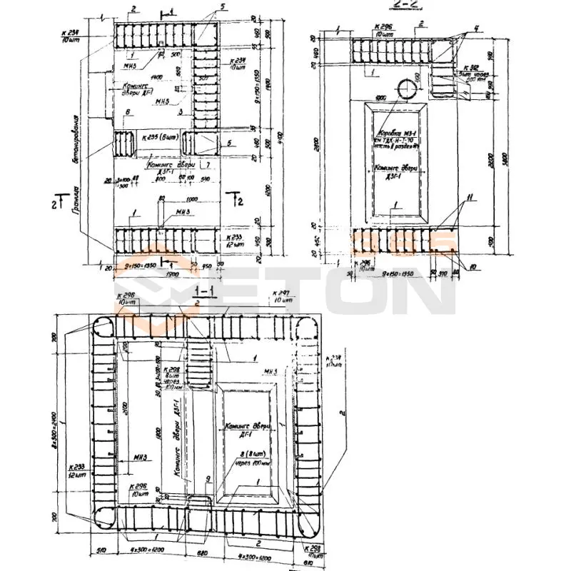 Участки монолитные Серия 03.005-6 Участок 11-II