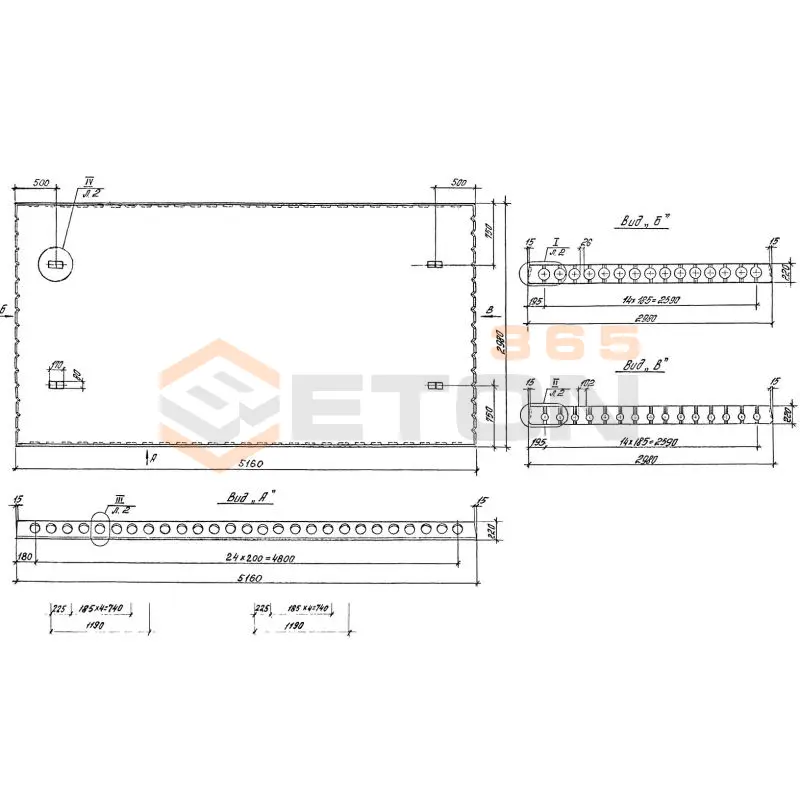 Плиты перекрытия многопустотные ПК шириной 3,0 метра Серия 1.041.1-3 ПК 52-30-5 АтIV