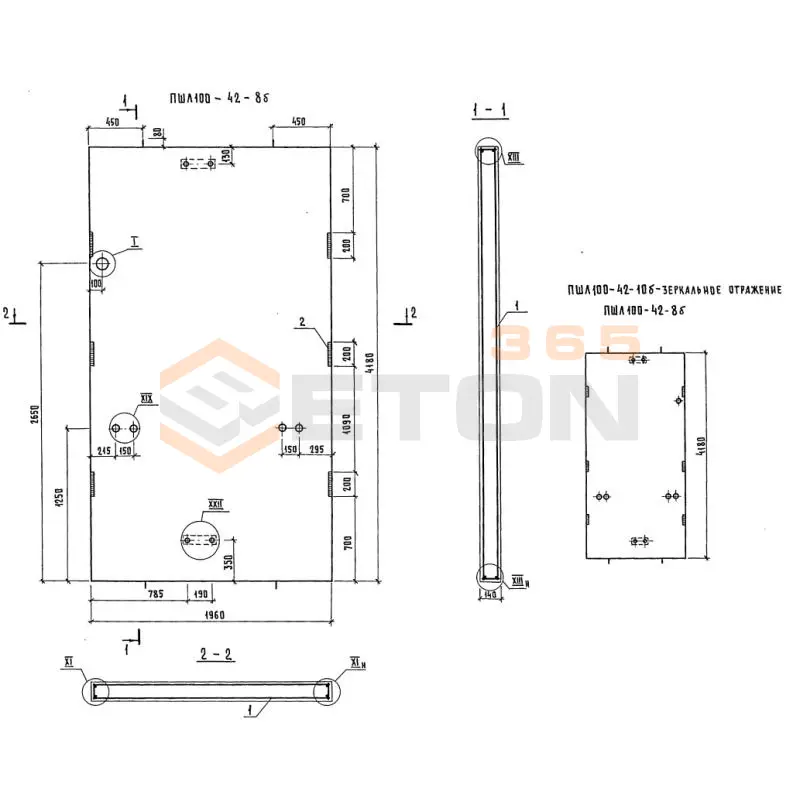 Панели шахт лифтов Серия 1.289.1-2 ПШЛ 100-42-8 б
