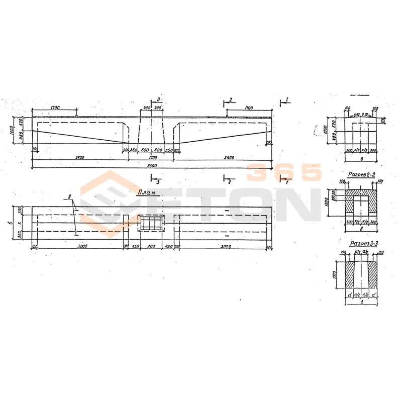Блоки ригеля Серия 3.503.1-69 1БР 85-16-11