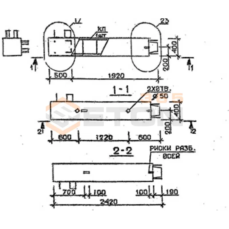 Колонны сечением 400х400 мм для зданий с высотами этажей 3,3 м Серия 1.020.1-2с/89 5КВ 33-24-5