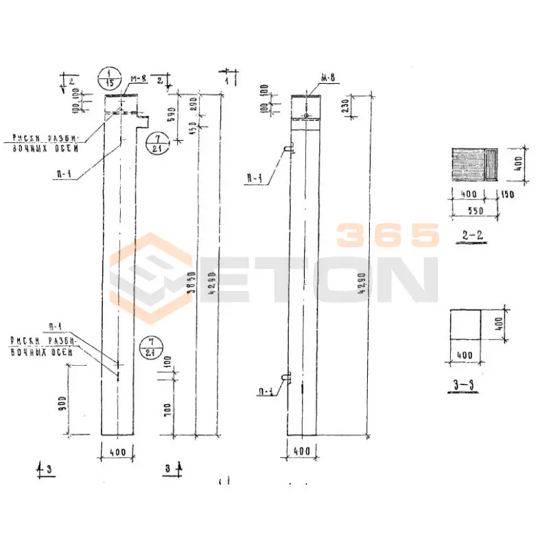 Колонны сечением 400х400 Серия ИИ 04-2 КК 436-24