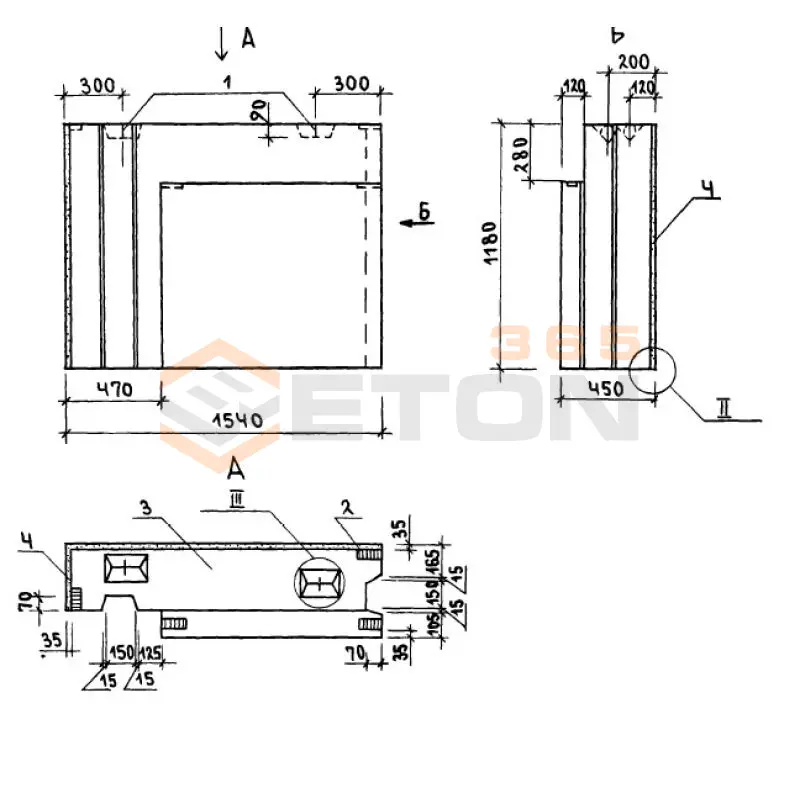 Блоки наружных стен Серия 1.133.1-7 7БНУ 15-12-45-7,5 п-2