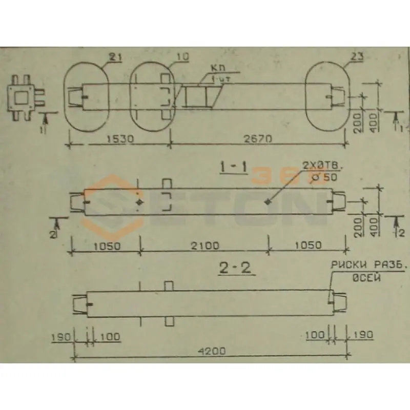 Колонны сечением 400х400 мм для зданий с высотами этажей 4,2 м Серия 1.020.1-2с/89 3КС 42-42-11 с