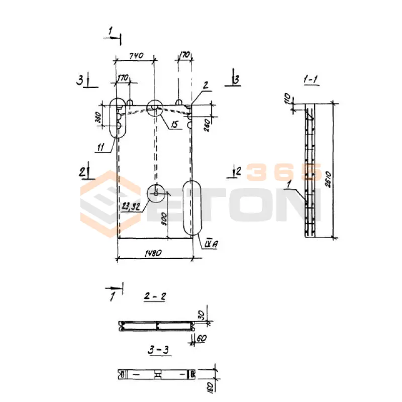 Панели внутренних стен Серия 1.100.1-7 ПСВ 15-26-16-200 т