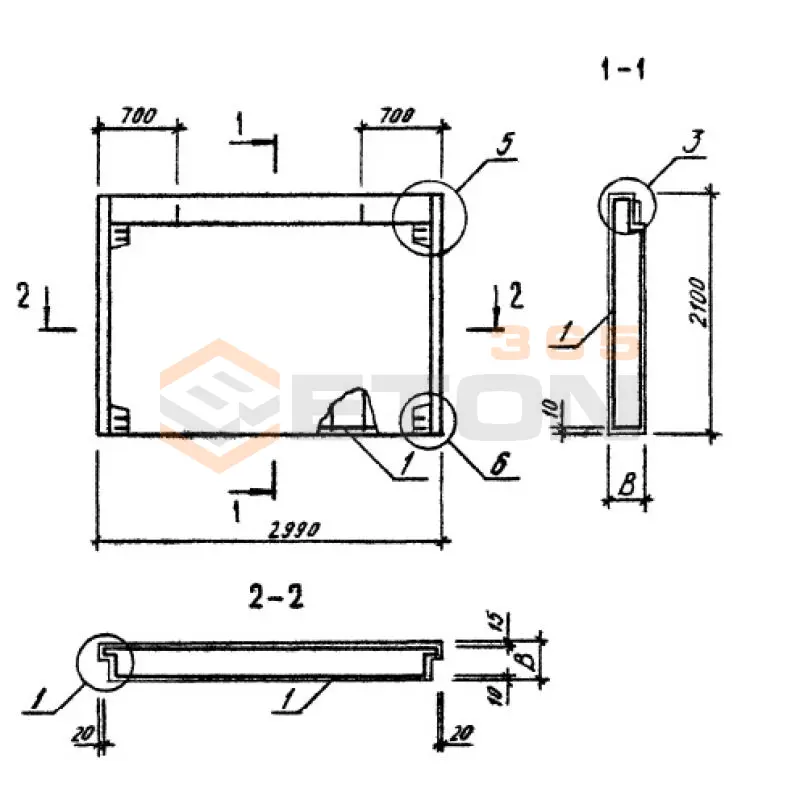 Панели стеновые нулевого цикла (цокольные) Серия 1.090.1-3пв ПСЦ 30-21-3,5 п пв (1.090.1-3пв)