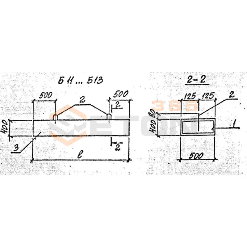 Балки перекрытия каналов Б серия 3.006.1-8 Б 11