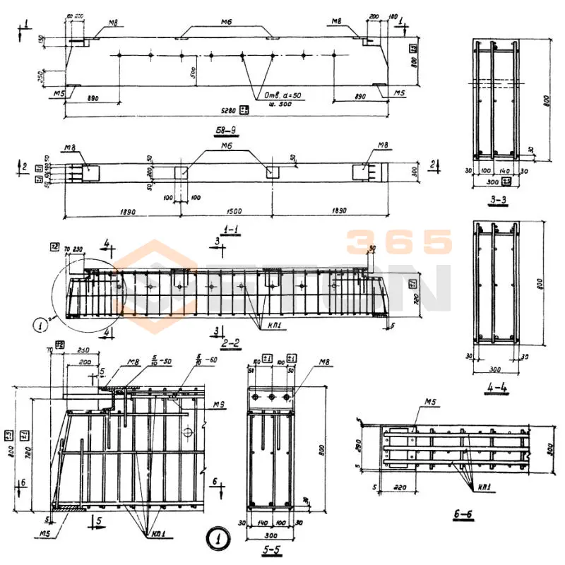 Плиты перекрытия Альбом ПС 143 Б 8-9 (ИИЭ 23-1)