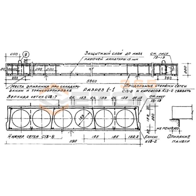 Панели с круглыми пустотами Серия ИИ 03-02 Альбом 5 ч1 ПТК 59-12