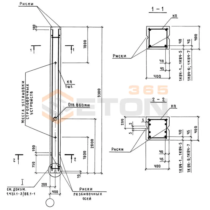 Колонны железобетонные Серия 1.423.1-3/88 1К 84-5 м3