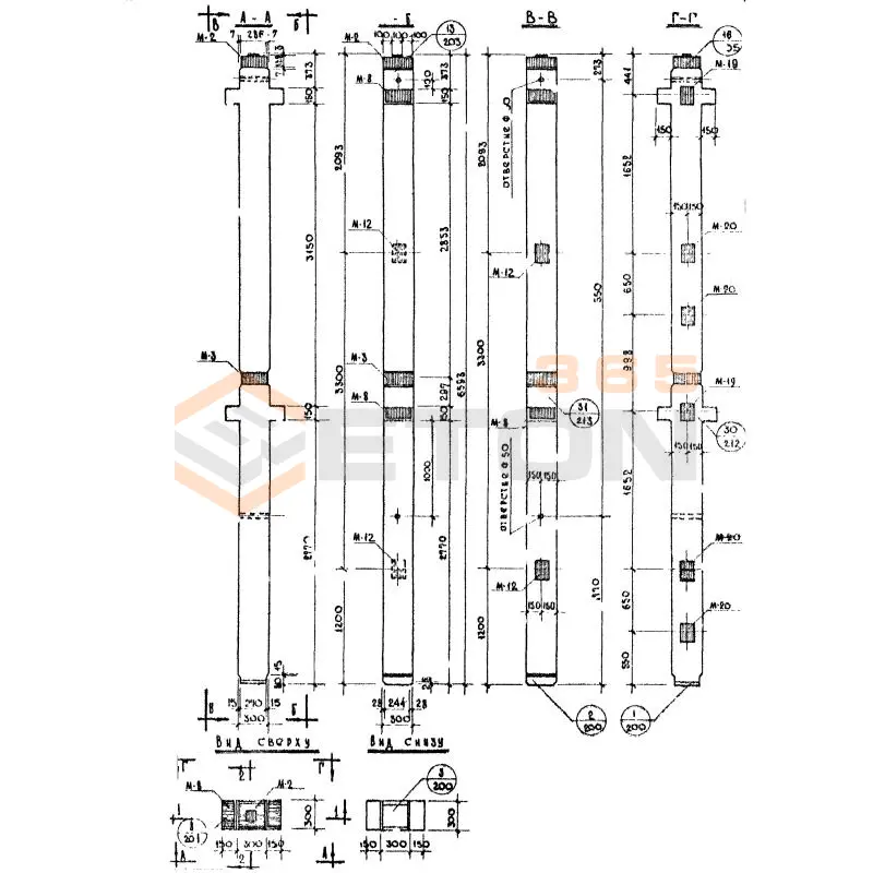 Колонны сечением 300х300 Серия ИИ 04-2 К2Л 28-66-3