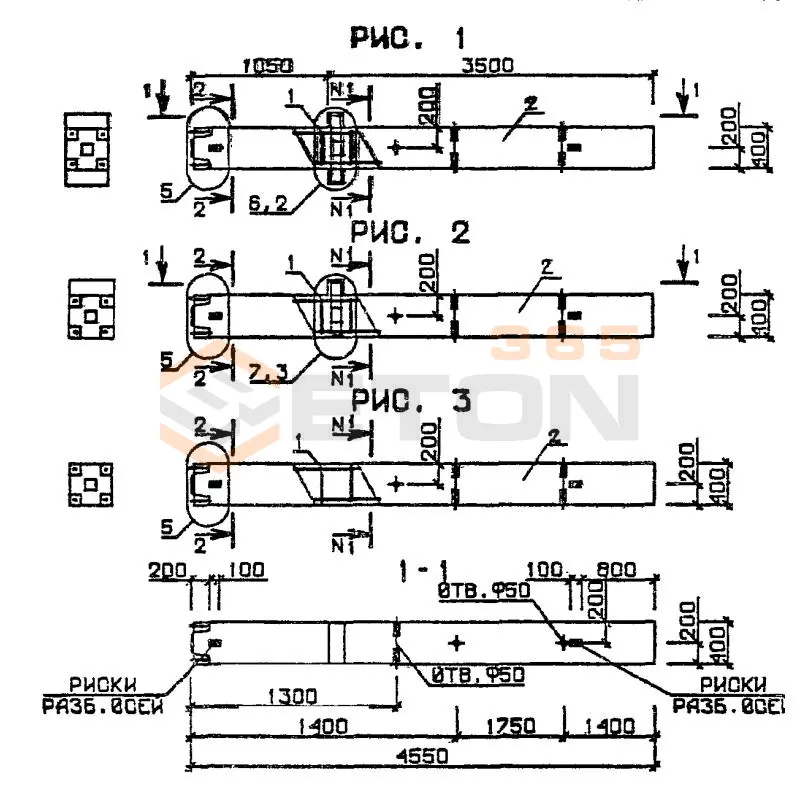 Колонны для зданий с высотой этажа 2,8 и 3,3 м серия 1.020-1/87 ( 1.020.1-7, 1.020-1/83, ИИ 04-1, 1.020.1-3пв ) 1КНД 4-28-1,1