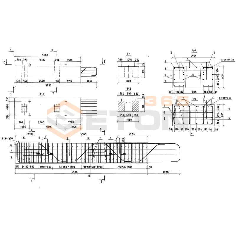 Блоки ригелей Серия 3.503.1-90 2РК 90-74-7