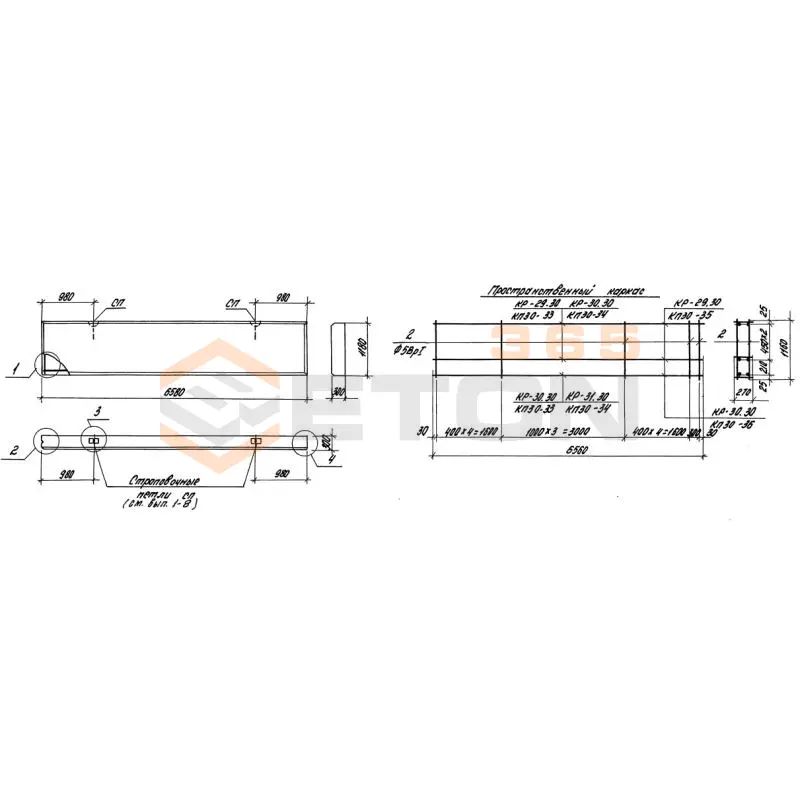 Панели стеновые толщиной 300 мм Серия 1.030.1-1 ПС 66-12-3,0-6 я-1